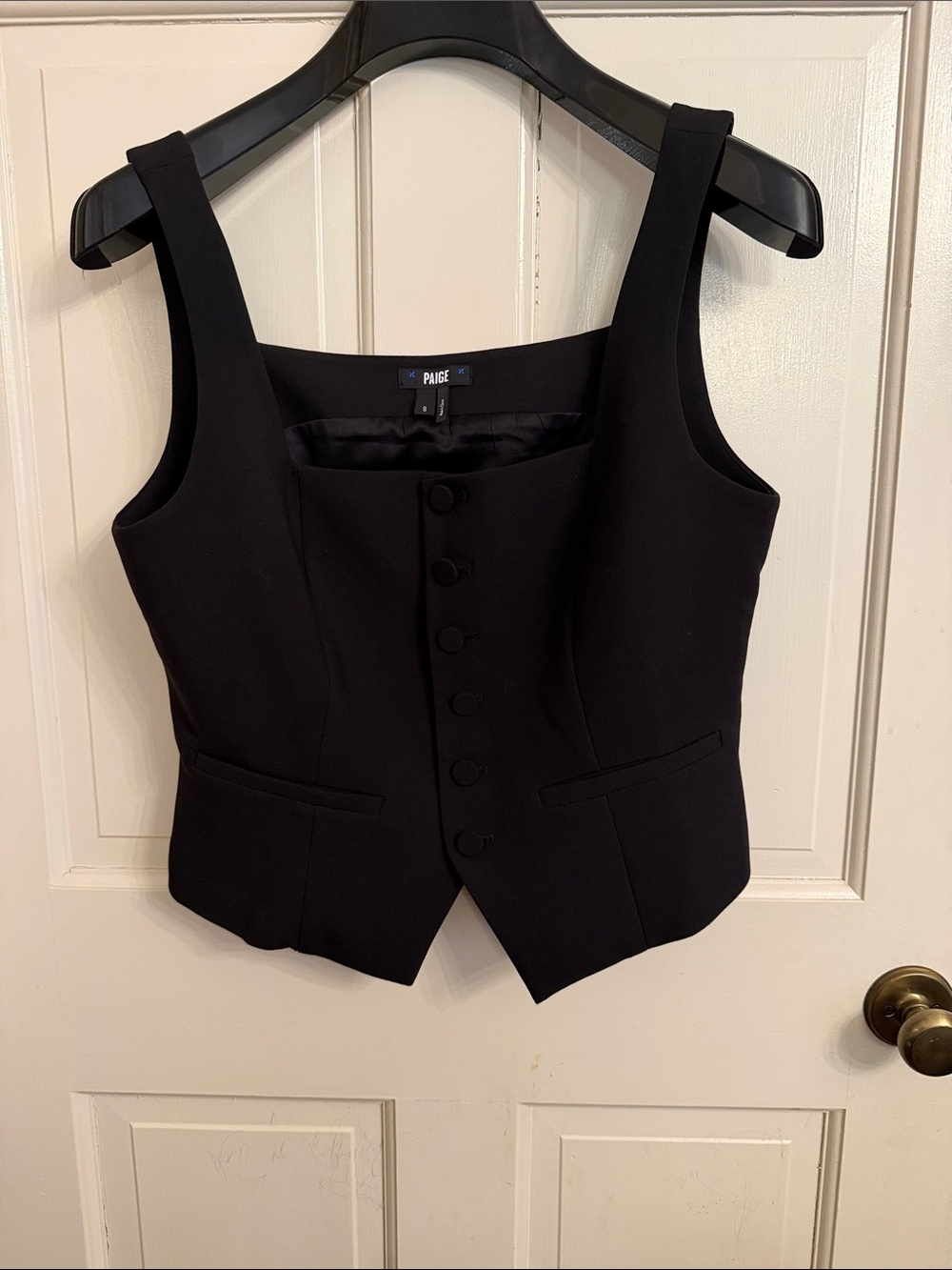 PAIGE Black Sleeveless Button-Front Vest